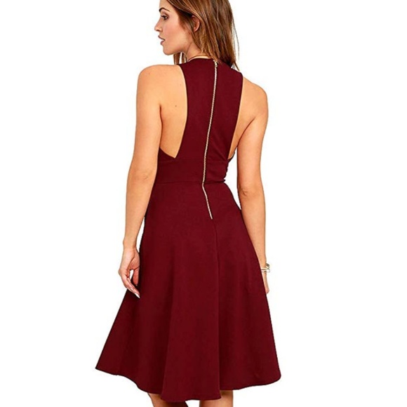 deep v halter dress w pockets - Picture 3 of 5